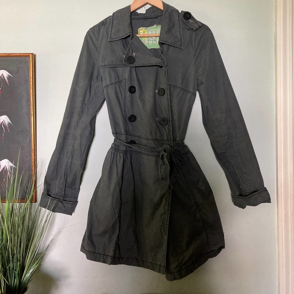 Free People Black Double-Breasted Trench Coat